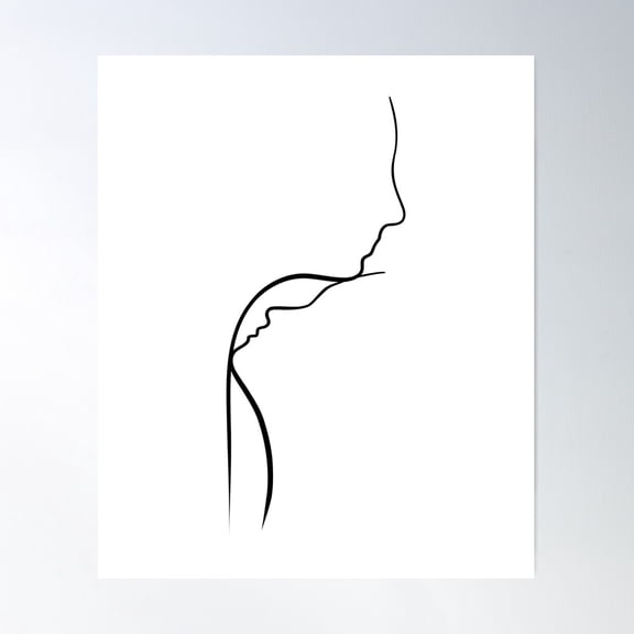 Couple Line Drawing Poster Wall Art, Modern Wall Decor For Living Room Bedroom, 12x18 UNFRAMED