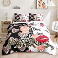 thumbnail image 1 of Couple Love Duvet Cover Set, Romantic Eiffel Tower Quilt Cover Set,Black and White Hearts Printed Soft 3 Pieces Printed Duvet Cover with 2 Pillowcases, 1 of 4