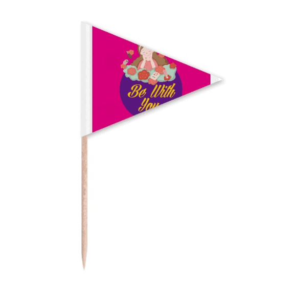 Couple Love Eternal Romance Toothpick Triangle Cupcake Toppers Flag