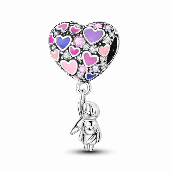 Couple Love Heart Balloon String Bead Charm, Compatible with Most Bracelet, Charm for Bracelet