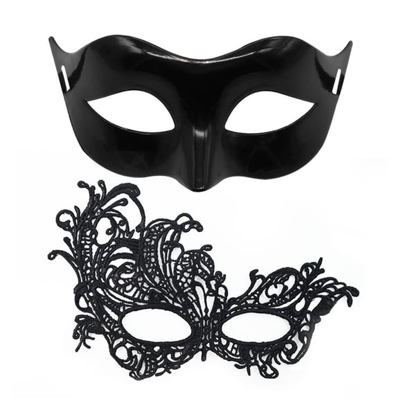 Couple Mardi Gras Mask Lace Set, 2Pcs Masquerade Masks for Women and Men,Carnivals Venetian Mask Party Accessory