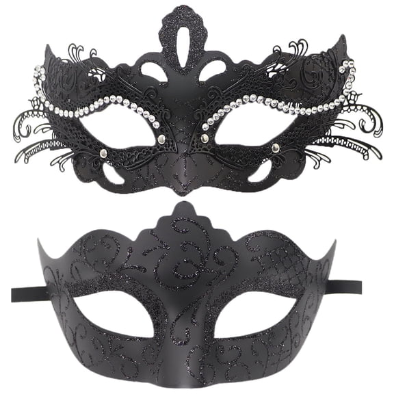 Couple Mardi Gras Mask Lace Set,Metal Masquerade Masks for Women and Men,Carnivals Venetian Mask Party Accessory