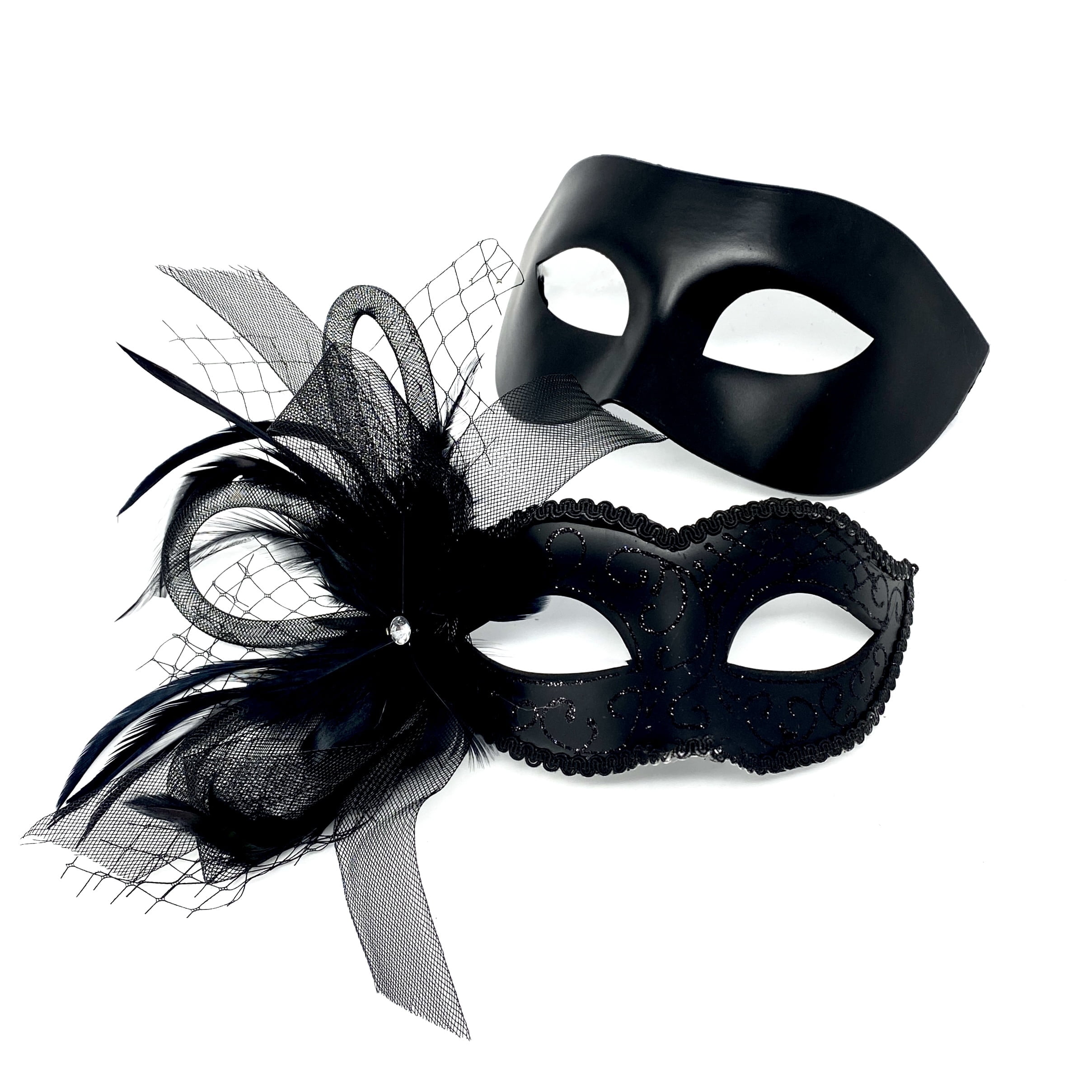 Coddsmz Paar Maskerade-Masken Mit Stab – Venezianische Halloween- Und Karnevalsmasken, Metall Mit Strass, Kunststoff Mit Spitze, Einheitsgröße Coddsmz Paar Maskerade-Masken Mit Stab – Venezianische Halloween- Und Karnevalsmasken, Metall Mit Strass, Kunststoff Mit Spitze, Einheitsgröße