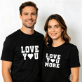 thumbnail image 1 of Couple Matching Cotton T-Shirt Set "Love You Love You More" Black Crewneck Tees Men-2XL, 1 of 5