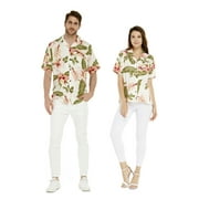 HAWAII HANGOVER Couple Matching Hawaiian Luau Outfit Aloha Shirts in Cream Rafelsia