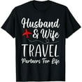 thumbnail image 1 of Couple Matching Husband And Wife Travel Partners For Life T-ShirtBrand clothing, men and women can wear, black, white, gifts., 1 of 4