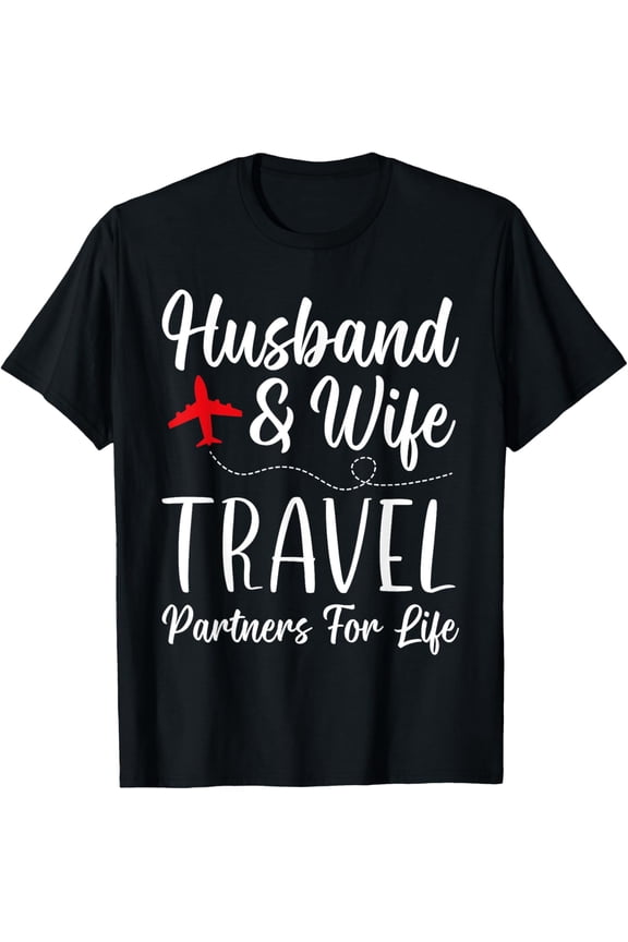 Couple Matching Husband And Wife Travel Partners For Life T-ShirtBrand clothing, men and women can wear, black, white, gifts.