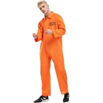 Couple Matching Orange Prisoner Outfit Stage Show Performance Carnival Party Theme