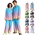 thumbnail image 1 of Couple Matching Pajamas Button Down Gradient Sleepwear His and Her Matching Pajamas Long Sleeve Soft Lounge Sets 2 Pcs Loungewear Light Blue L, 1 of 7