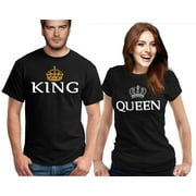Couple Matching Shirt King and Queen Crown Classic Logo Tshirt For Men-S & Women-XL