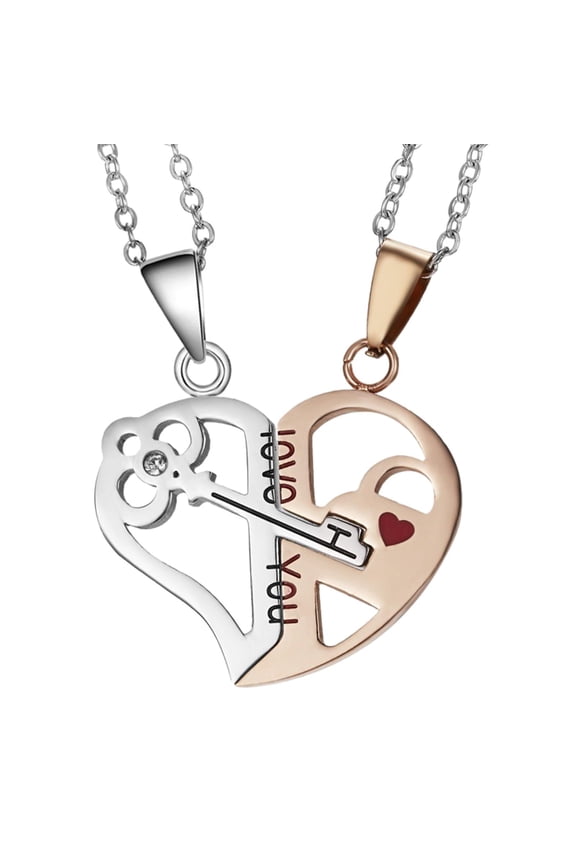 Couple Necklace Gift Double Pendant Necklace for Valentine's Day Parties DIY Gold