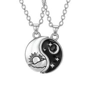 Couple Necklace Yin Yang Pendant Necklace with Adjustable Chain 2Pcs Jewelry