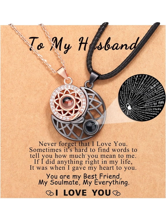 Couple Necklace for Boyfriend/Girlfriend/Husband/Man/Soulmate, Anniversary Christmas Birthday Wedding Gifts for Him Her