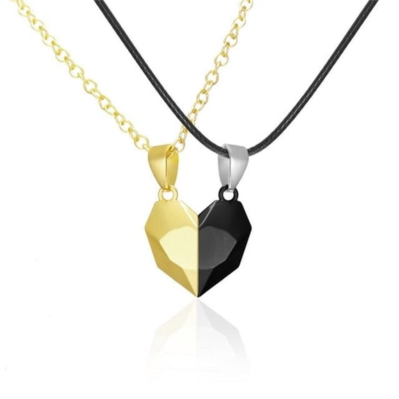 Couple Necklaces A Pair Of Three-dimensional Love Heart Magnet Splicing Necklace Wishing Stone Magnetic Attraction Girlfriends Best Friend Collarbone Chain Birthday Gifts for Women