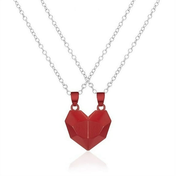 Couple Necklaces A Pair Of Three-dimensional Love Heart Magnet Splicing Necklace Wishing Stone Magnetic Attraction Girlfriends Best Friend Collarbone Chain Birthday Gifts for Women
