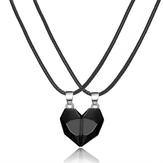 Couple Necklaces A Pair Of Three-dimensional Love Heart Magnet Splicing Necklace Wishing Stone Magnetic Attraction Girlfriends Best Friend Collarbone Chain Birthday Gifts for Women