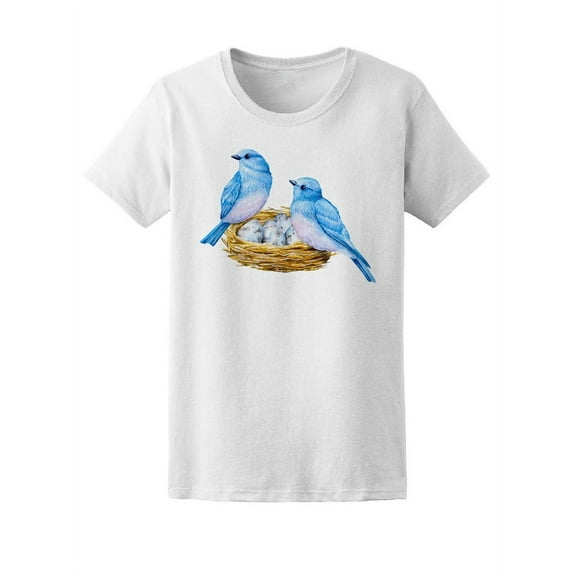 Couple Of Blue Birds In Nest T-Shirt Women -Image by Shutterstock, Female Medium