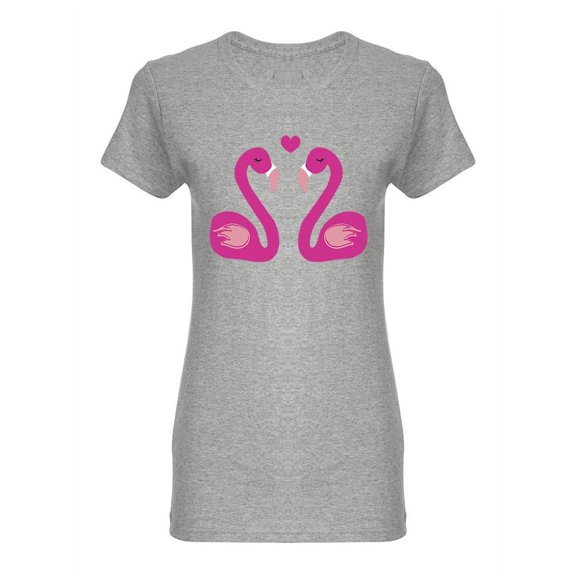 Couple Of Lovely Flamingos Shaped T-Shirt Women -Image by Shutterstock, Female Small