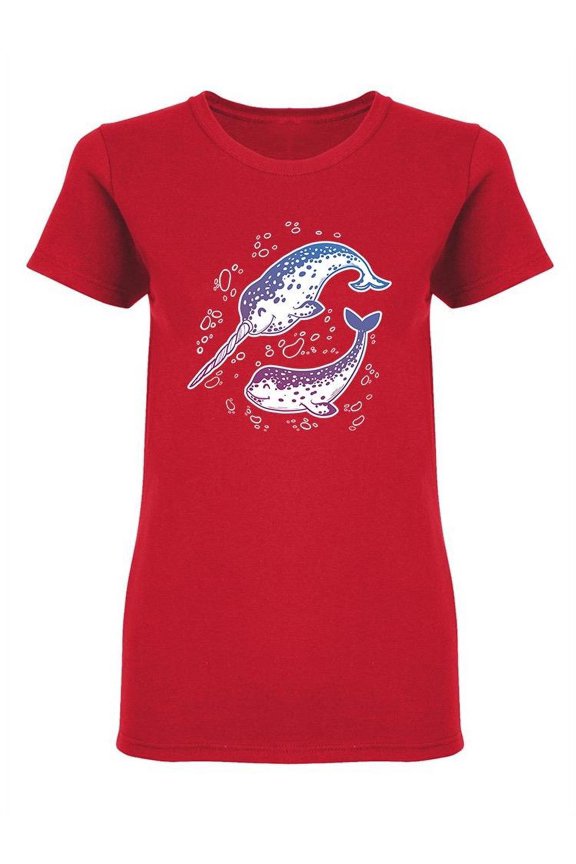 Couple Of Narwhals Design Shaped Tee Women's -Image by Shutterstock