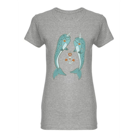 Couple Of Narwhals In Love Shaped T-Shirt Women -Image by Shutterstock, Female Medium