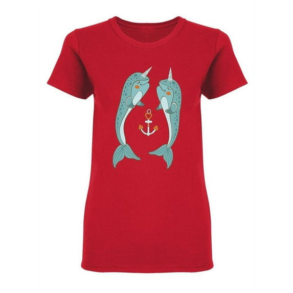 Couple Of Narwhals In Love Shaped T-Shirt Women -Image by Shutterstock, Female x-Large
