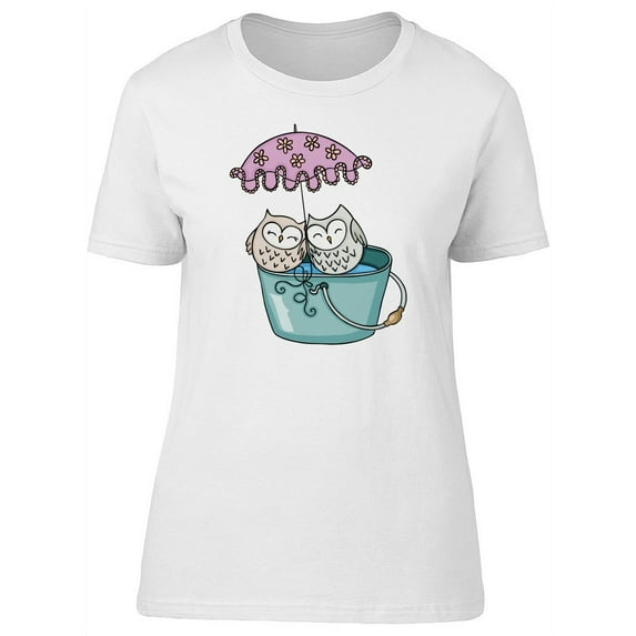 Couple Of Owl Under Umbrella T-Shirt Women -Image by Shutterstock, Female Small