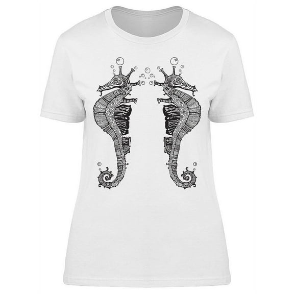 Couple Of Seahorse Sketch T-Shirt Women -Image by Shutterstock, Female Medium