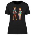 thumbnail image 1 of Couple Of Tourists Cartoon T-Shirt Women -Image by Shutterstock, Female XX-Large, 1 of 2