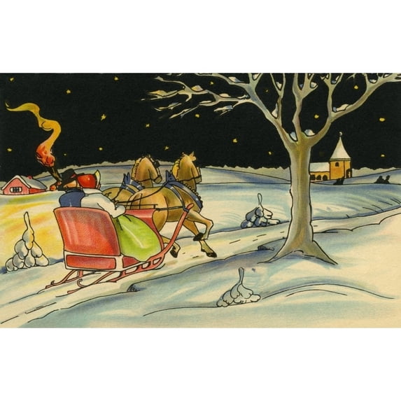 Couple On Horse Drawn Sleigh Poster Print By Mary Evans Picture Librarypeter & Dawn Cope Collection