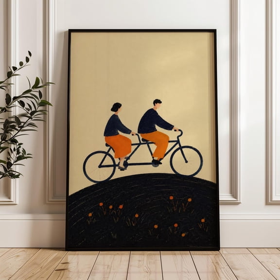 Couple On Tandem Bicycle Poster