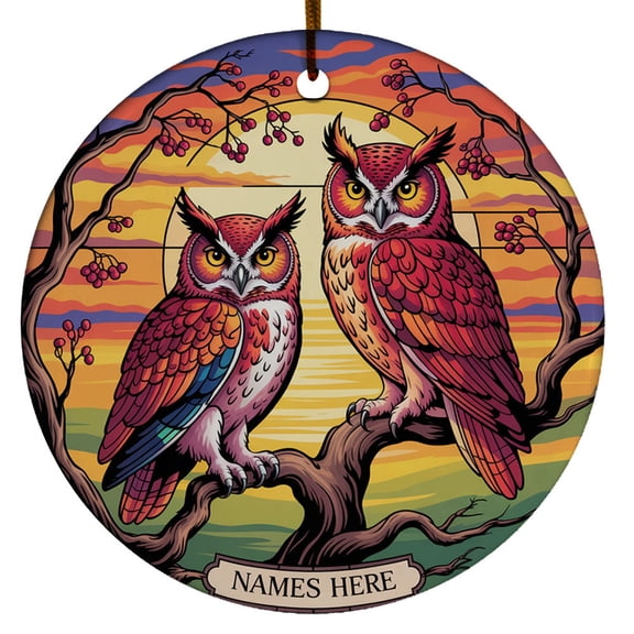 Couple Owl 1st Christmas Together Ornament, Text & Names Couple Owl Christmas Ornament Gift for Married Engaged Wedding Anniversary, 1st Christmas Together Ornament 2025