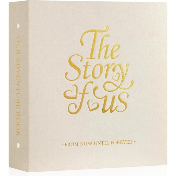 Couple Photo Album 4x6 600 Pockets - The Story of Us, Linen Large Wedding Anniversary Picture Albums Book Horizontal Vertical for Newlywed Engagement Love Stories Valentine's Day (Beige)