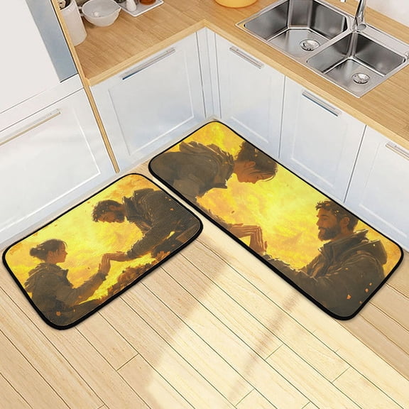 Couple Prayer Kitchen Mat Set of 2 Cushioned Non Slip Rugs for Bedroom Floor Runner Mats