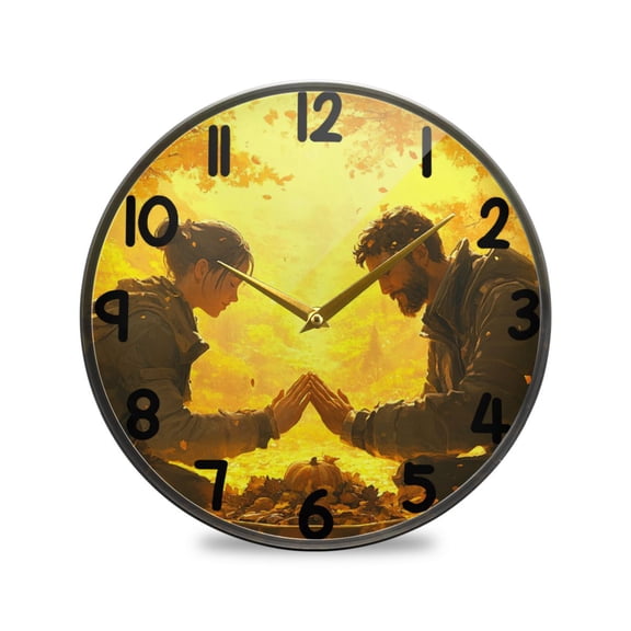 Couple Prayer Round Acrylic Wall Clock Silent Battery Operated Home Decor for Living Room Bedroom