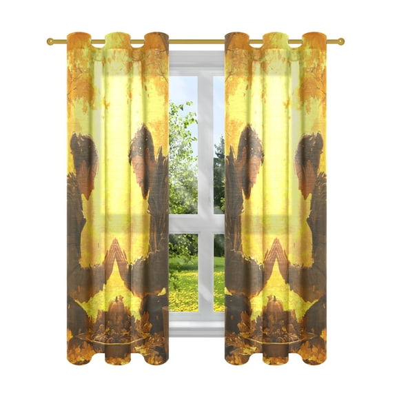 Couple Prayer Semi Sheer Curtains for Living Room Bedroom Set of 2 Insulated Window Drapes