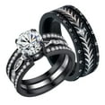 thumbnail image 1 of Couple Ring Bridal Set His Hers 10K Black Gold Filled AAA CZ Titanium Wedding Ring Band Set, 1 of 7