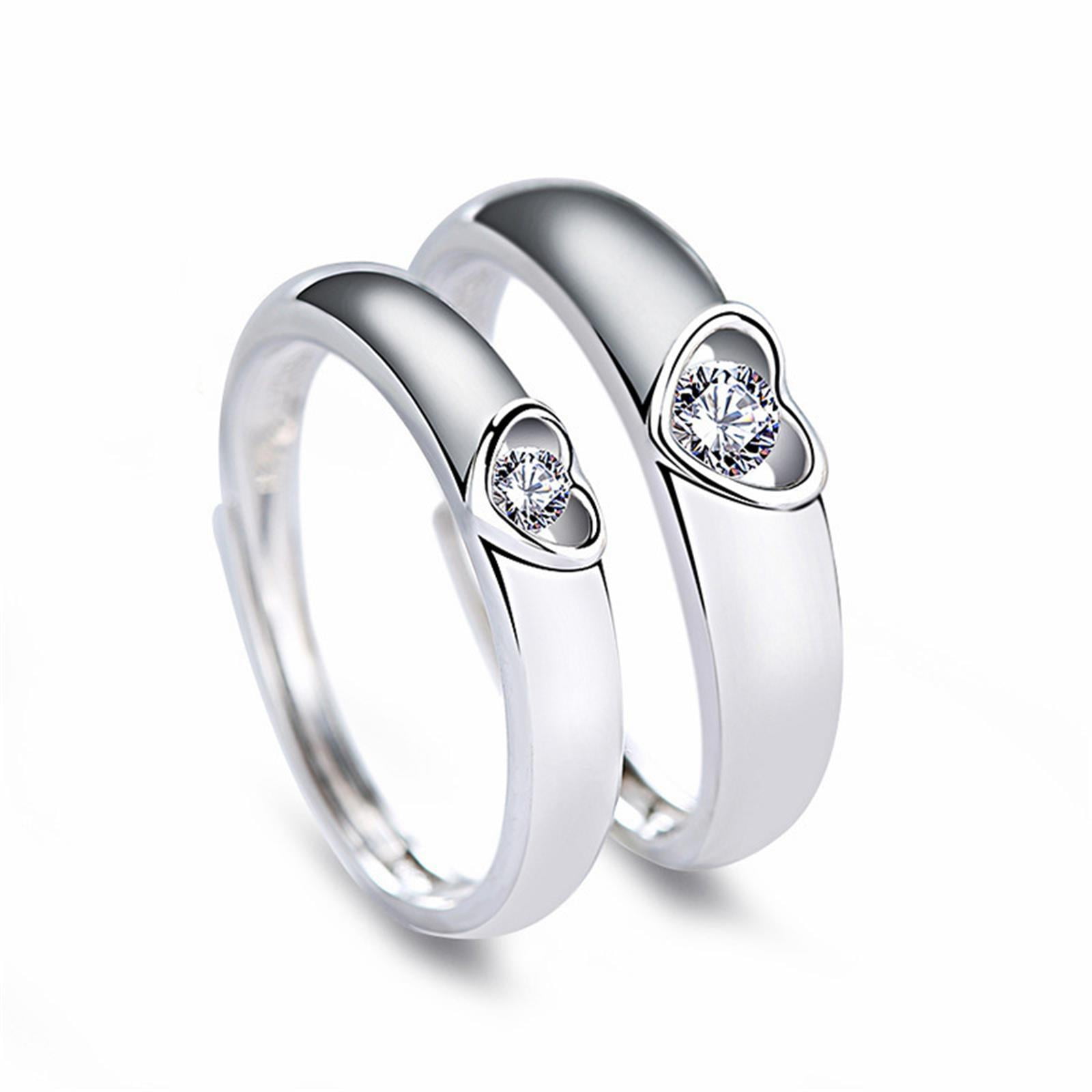 Combo of 2 Silver Plated Heart Matching Couple Ring – Vembley