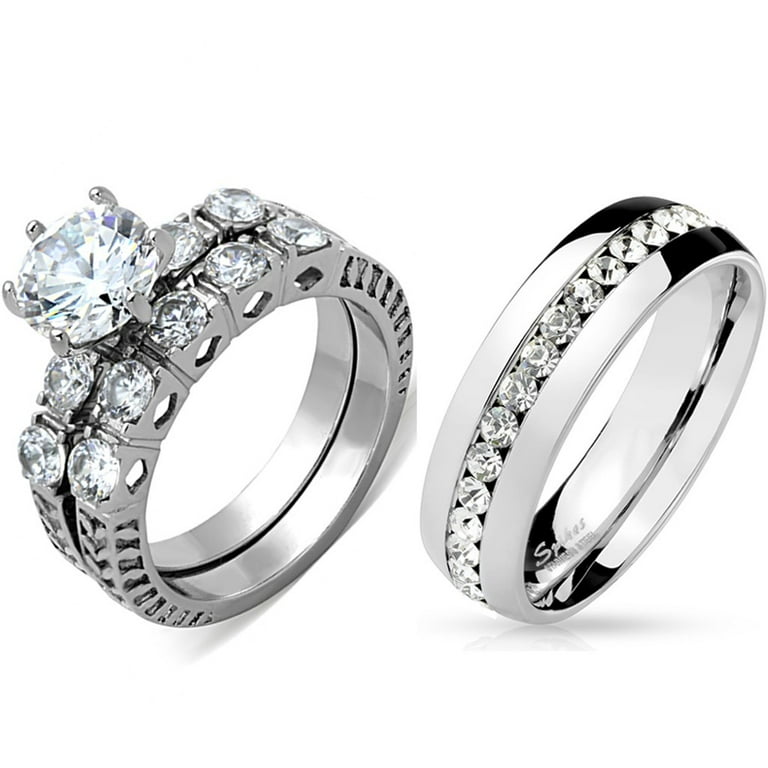 Walmart stainless steel wedding hot sale rings
