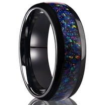 Couple Ring Tungsten Steel Electroplated Black Inlaid Blue Opal Ring Tungsten Gold Couple Ring