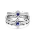 thumbnail image 1 of Couple Rings 0.5CT Blue CZ 925 Sterling Silver Women Wedding Ring Men Wedding Band, 1 of 7