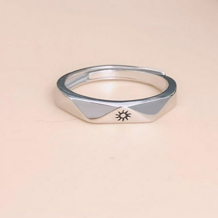 Couple Rings Adjustable Matching Sun and Moon Rings Set Copper Electroplated His and Hers Rings Korean Rings Fashion