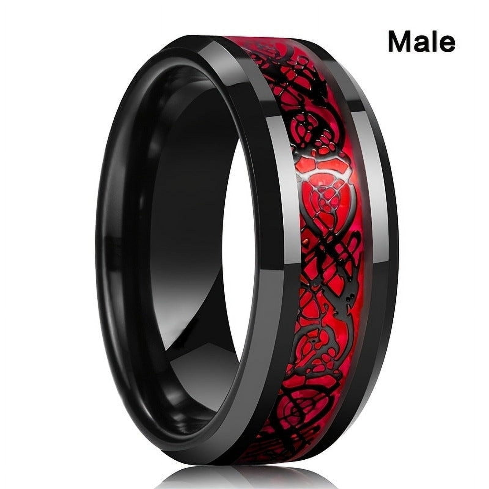 Couple Rings Dragon Pattern Heart Shape Matching Rings for Him and Her ...