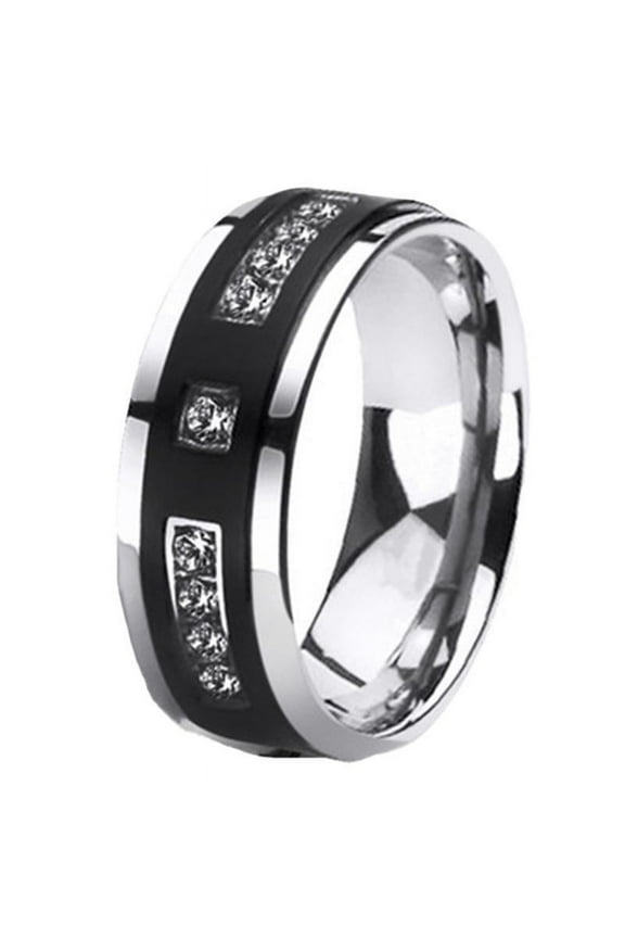 Couple Rings Elegant Diamond Studded Geometric Design Metal Alloy Artificial Gem Inlay Unisex Fashion Jewelry
