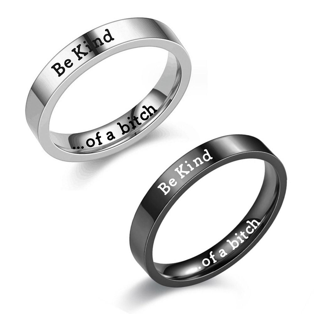 Couple Rings Engraved Ring Inspirational Motivational Be Kind Funny