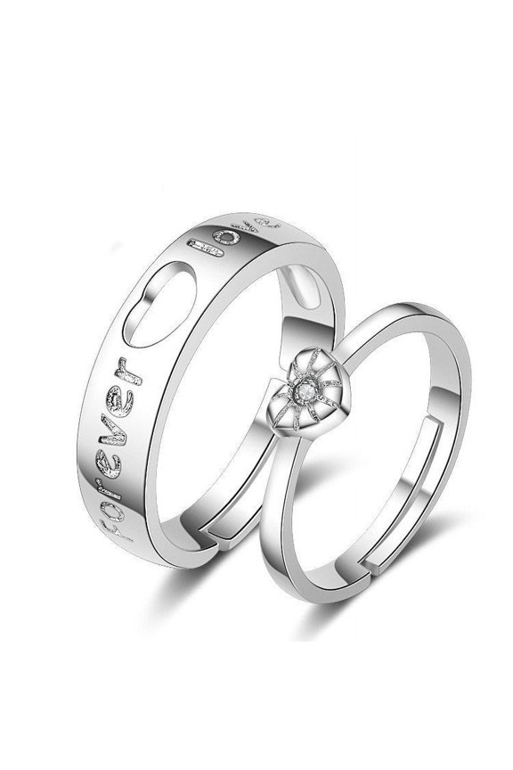 Couple Rings Korean Fashion Jewelry Gift White Copper Electroplated Open Rings Women and Men Matching Promise Bands Wedding Engagement Anniversary Rings