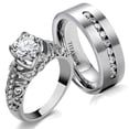 thumbnail image 1 of Couple Rings Matching Rings 1CT CZ 10KT White Gold Plated Women's Wedding Ring, 1 of 7