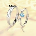 thumbnail image 1 of Couple Rings A Pair of Simple Rings for Men and Women Adjustable Opening Silver Matching Rings with Animal Zodiac Design and Diamond Detailing His and Hers, 1 of 6