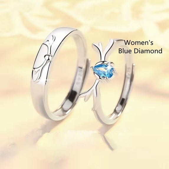 Couple Rings A Pair of Simple Rings for Men and Women Adjustable Opening Silver Matching Rings with Animal Zodiac Design and Diamond Detailing His and Hers