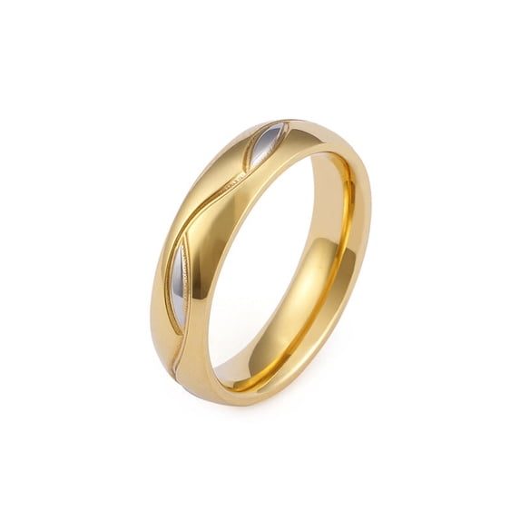 Couple Rings Titanium Steel 18K Gold Plated Wedding Band Promise Ring Durable Elegant High Quality Jewelry for Men Women