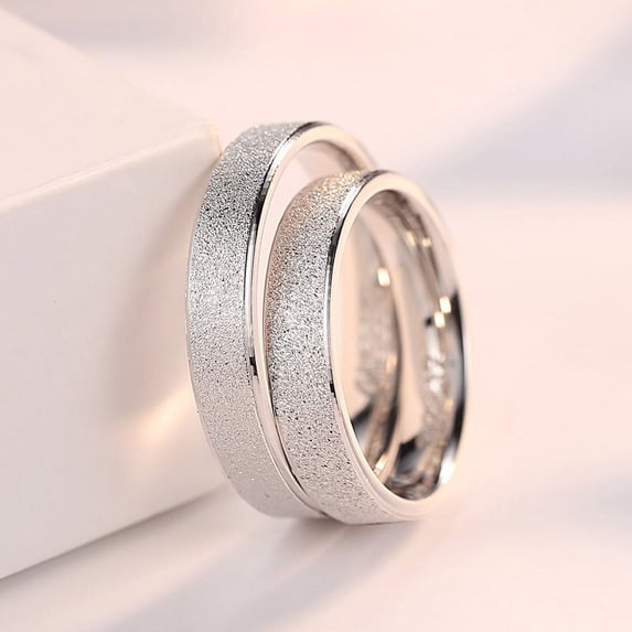 Couple Rings with Star Design Electroplated Silver Matching Bands ...
